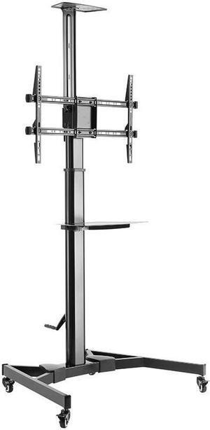 Monoprice Premium Height adjustable TV Display Cart for 37" to 70" Displays max 110 lbs with Portrait-to-Landscape Rotation, Hand Crank Height Adjustment