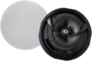 Monoprice 2-Way Carbon Fiber Ceiling Speakers - 8 Inch (Pair) With Paintable Magnetic Grille - Alpha Series