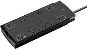 Monoprice 12 Outlet Slim Surge Protector Power Strip - 10 Feet - Black | Heavy Duty Cord | UL Rated, 4,230 Joules With Grounded And Protected Light Indicator