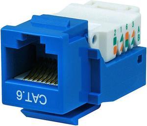 Monoprice Cat6 RJ45 Toolless Keystone Jack for 22-24AWG Solid Wire, Blue