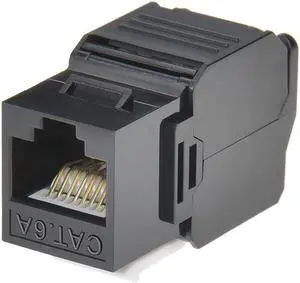 Monoprice Cat6A RJ45 Toolless 180-Degree Keystone Jack for 22-24AWG Solid Wire, Black