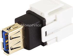 Monoprice Keystone Jack - USB 3.0 A Female to A Female Coupler Adapter, Flush Type (White)