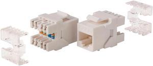 Monoprice Cat6 RJ45 180-Degree Dual IDC Keystone for 22-24AWG Solid Wire, White