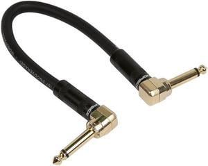 Monoprice Premier Series 1/4 Inch (TS) Guitar Pedal Patch Cable Cord - 8 Inch - Black With Right Angle Connectors