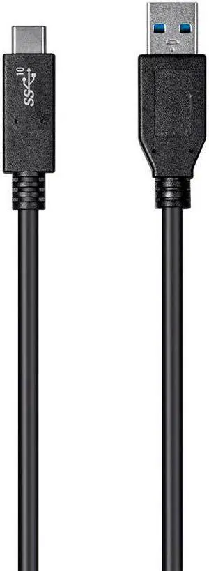 Monoprice USB C to USB A 3.1 Gen 2 Cable - 1 Meter (3.3 Feet) - Black | Fast Charging, 10Gbps, 3A, 30AWG, Type C, Compatible with Xbox One / VR / Samsung Galaxy and More - Essentials Series