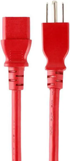 Monoprice 18AWG Power Cable / Cord - 2ft - Red 3 Conductor PC Power Connector Socket 10A (NEMA 5-15P to IEC 60320 C13)