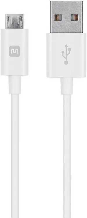 Monoprice USB-A to Micro B Cable - 6 Feet - White, Polycarbonate Connector Heads, 2.4A, 22/30AWG - Select Series