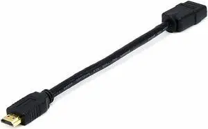 Monoprice High Speed HDMI With Ethernet Male to Female Port Saver - 8 Inch - Black | 28AWG