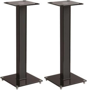 Monoprice Elements Speaker Stand - 28 Inch (Pair) With Cable Management, Strong Tempered Glass Base With Floor Spikes