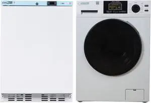 Compact 110V Vented/Ventless 1.6cf Sani Combo Washer Dryer+4cf Commercial Ref