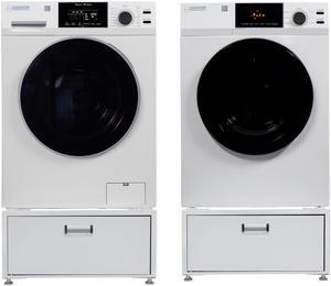 Equator COMPLETE LAUNDRY SET Sani Washer 1.9cf 110V +Vented Dryer 110V+ Pedestals