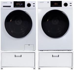 Equator COMPLETE LAUNDRY SET Sani Washer 1.9cf 110V +Vented Dryer 220V+ Pedestals