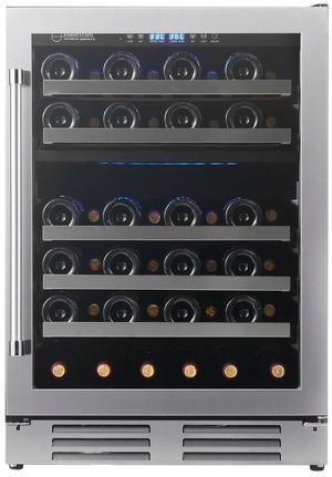 Equator Dual Zone 52-Bottle Free Standing/Built-in Wine Cooler in Stainless