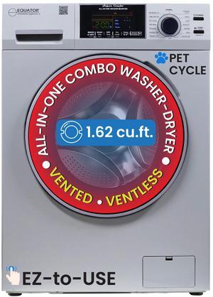 Equator All-in-One Washer Dryer VENTLESS/VENTED PET cycle 1.62cf/15lbs 110V in Silver
