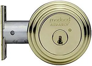 Medeco Maxum 11-R624-605-00 Bright Brass 605 Grade 1 Double Cylinder Tubular Deadlock Deadbolt With 2-3/4" Backset And 1" Faceplate, High Security Original 00 Keyway