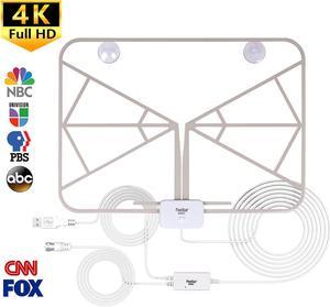 FiveStar 100 Mile Indoor Amplified HDTV Antenna, Rainbow 8-Color Night Light, Indoor Powerful HDTV Amplifier Signal Booster with 18ft Coax Cable/AC Adapter, Strong Signal Reception, Easy Installation