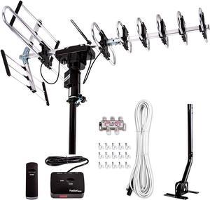 [Newest 2020] FiveStar Outdoor TV Antenna 200-Mile Long Range, 360 Degree Directional Rotation, Amplified, HDTV, Water Resistant, UV Resistant, Come with Installation Kit and Mounting Pole