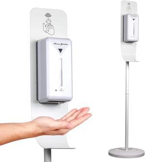 Roman Giardino Hand Sanitizer Dispenser Steel Floor Stand Drip Catcher Touchless Auto Sensor Refillable 1000ml Bottle - Portable