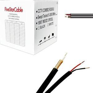 FiveStarCable RG59 1000 ft. Siamese Coaxial CCTV - Combo 20 AWG RG59 Video + 18/2 18AWG Power Cable Color Black