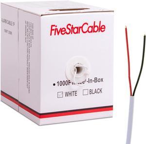 FiveStarCable 22AWG 2 Conductors 1000 Ft Alarm Wire 22/2 22-2 Security Cable Alarm Bulk Cable White
