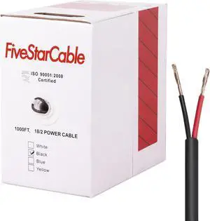 FiveStarCable 18/2 Power Cable 1000 ft 18-2 Gauge Security/Alarm/Audio/Control Low Voltage Cable Wire 18 AWG