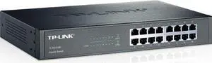 TP-LINK TL-SG1016D  10/100/1000Mbps 16-Port Gigabit 13-inch Rackmountable Switch, 32Gbps Capacity
