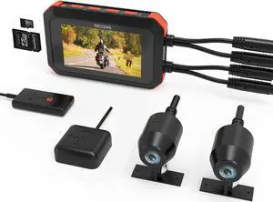 Rexing MTC1 Motorcycle Dash Cam 3 LCD, Front and Rear Recording 1080p w/170° Wide Angle Lens, Loop Recording, G-Sensor, Waterproof Motorcycle Camera w/ Parking Monitor, GPS, WiFi, Mobile App, 128GB