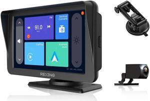 REXING W1 Multimedia Receiver W/ Backup Camera 7 IPS Touch Screen, Apple Carplay, Android Auto, FM Transmitter, Dual Band WiFi, Aux Port, GPS Navigation, Voice Control, Spotify, Phone Calls