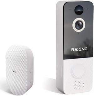 Rexing SDB1 + Free 2 Year Warranty Smart Wireless Video Doorbell Camera 1080p Recording with WiFi, Ring Doorbell Chime, Rechargeable Battery, Two-Way Intercom, Motion Activated, Push Alerts