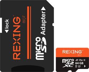 REXING 64GB microSDXC UHS-3 4K Full HD Video High Speed Transfer Monitoring SD Card with Adapter for Dash Cams, Surveillance System, Security Camera, & Body Cam
