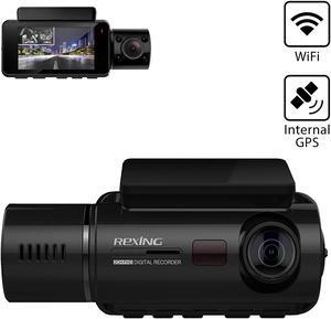 Rexing V3 Dual Camera Front and Inside Cabin Infrared Night Vision Full HD 1080p WiFi Car Taxi Dash Cam with Built-in GPS, Supercapacitor, 2.7" LCD Screen, Parking Monitor, Mobile App