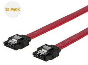 SATA III Cable, CableCreation [10-Pack] 8-inch SATA III 6.0 Gbps 7pin Female to Female Data Cable with Locking Latch, Red