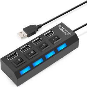 Mini USB 2.0 Hub 4 Ports Portable High Speed USB Hub 480 Mbps On/Off Switch Hub USB Splitter Adapter HUB For PC Laptop