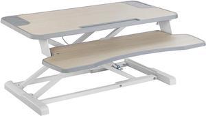 Boost Industries STS-DR31LW 31" Sit-to-Stand Desk Riser with Gas Spring Height Adjustment (White/Light Wood)