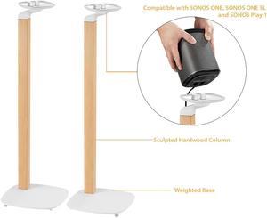 Boost Industries SB-62F Floor Speaker Stand with Hardwood Column for SONOS® ONE, SONOS® ONE SL and SONOS Play:1 (Pair, White)