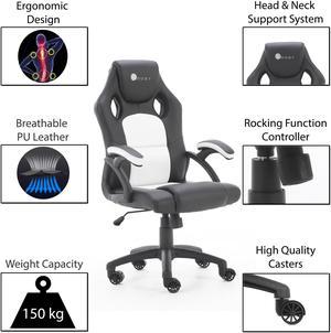 Boost Industries GC-305 Mid-Back Height Adjustable Ergonomic Office/Gaming Chair (Arctic White/Black)