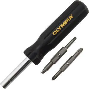 Olympia Tools 6-in-1 Nut and Screwdriver, 1/4" and 3/16" Slotted, #1 and #2 Phillips, 1/4" and 5/16" Hex