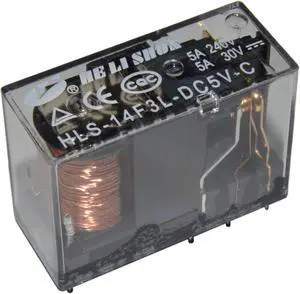 5V 5A Single Contact Relay DIP, 50O Coil Resistance, Clear, HLS-14F3L-DC5V-C