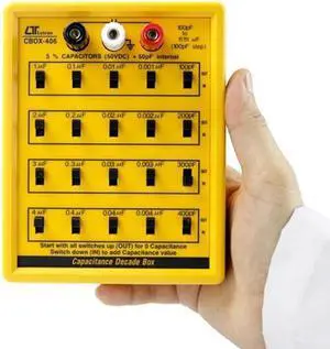 Capacitance Decade Box, Five Decades, 100 pF to 11uF (100 pF per step, 5% caps, 50V)