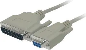 6 Foot DB9 Female to DB25 Male Modem Cable, Beige Color