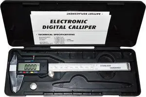 Steel 6-Inch Digital Caliper with Extra-Large LCD Screen with Battery and Case