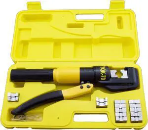 10 Ton Hydraulic Crimper with 8 Dies and Storage Case - Crimping Tool for Wire, Battery, Cable, Lug, Terminal