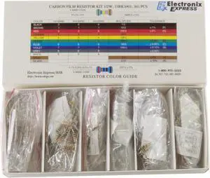 365 Piece Resistor Kit 1/2 Watt in Compartmentalized Cardboard Storage Box