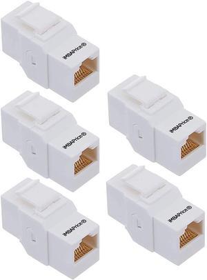 iMBAPrice Unvieral RJ45 Keystone Jack Inline Coupler for Cat6 / Cat5e Keystone Wall Plate (5 Pack) White