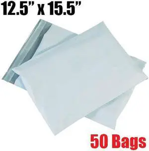 iMBAPrice 50 - 12 x 15.5 Premium Matte Finish Self-Sealing Non-Padded White Poly Mailers/Mailing Envelopes/Bags (iMBA-5P