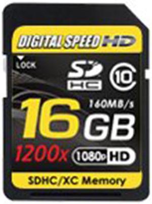 digital speed 16gb 1200x professional high speed mach iii 160mb/s error free sdhc hd memory card class 10