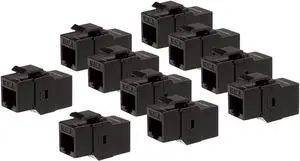 iMBAPrice RJ45 Female to Female UTP CAT.6 Keystone Coupler, Black, 10 Pack (IMBA-C6KC-BK-10PK)
