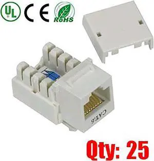 iMBAPrice (Pack of 25) White Cat6 Punch Down RJ45 Keystone Jack