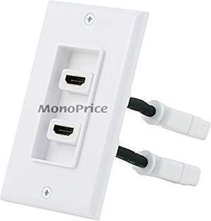 Monoprice Two-Piece Inset Wall Plate with 4 Inch Built-in Flexible High Speed HDMI Cable With Ethernet - Dual Port (2P)