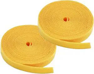 iMBAPrice (Pack of 2) 5 yard Cable Fastening Tape with .75 inch Hook (Yellow)